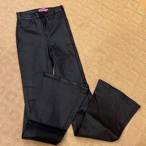 Edikted black faux leather stretchy bootleg pants. XXS